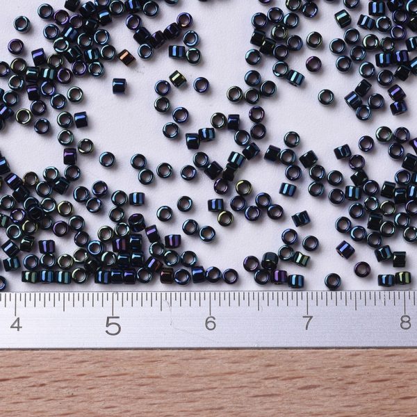 X SEED J020 DB0002 2 MIYUKI DB0002 Delica Beads 11/0 - Opaque Metallic Dark Blue Iris, 10g/bag