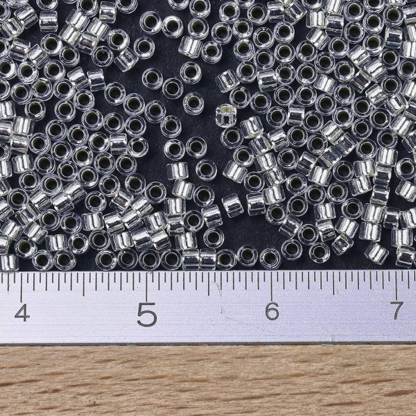 X SEED J020 DB0041 2 MIYUKI DB0041 Delica Beads 11/0 - Transparent Silver-Lined Crystal, about 2000pcs/10g
