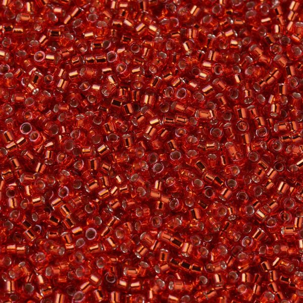 X SEED J020 DB0043 1 MIYUKI DB0043 Delica Beads 11/0 - Transparent Silver-Lined Red, about 2000pcs/10g