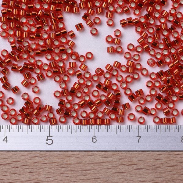 X SEED J020 DB0043 2 MIYUKI DB0043 Delica Beads 11/0 - Transparent Silver-Lined Red, about 2000pcs/10g