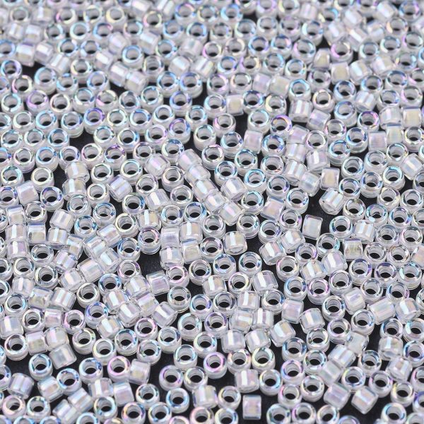 X SEED J020 DB0052 1 MIYUKI DB0052 Delica Beads 11/0 - Transparent Pale Peach Lined Crystal AB, about 2000pcs/10g