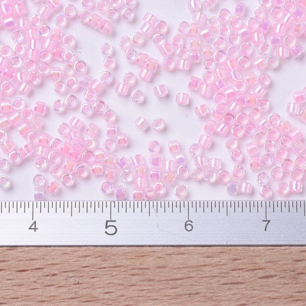 X SEED J020 DB0055 2 MIYUKI DB0055 Delica Beads 11/0 - Transparent Pink Lined Crystal AB, about 2000pcs/10g