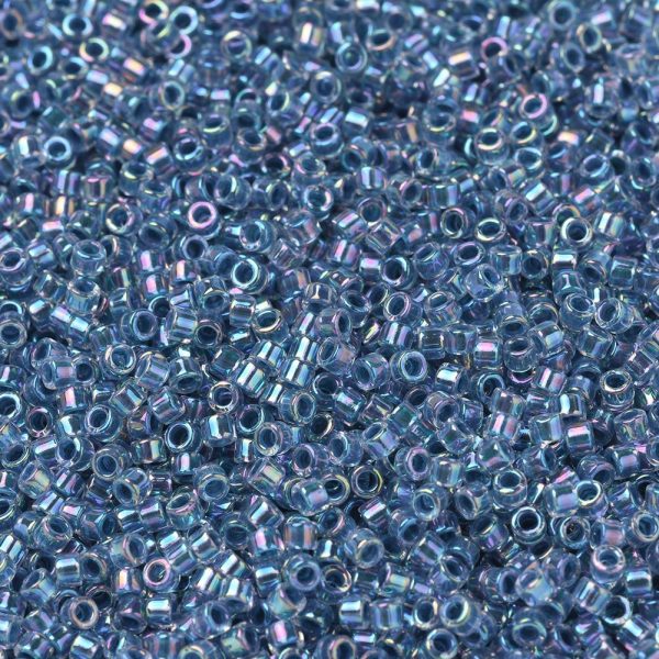 X SEED J020 DB0058 1 MIYUKI DB0058 Delica Beads 11/0 - Transparent Marine Blue Lined Crystal AB, about 2000pcs/10g