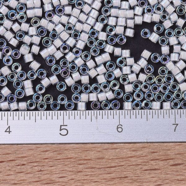 X SEED J020 DB0066 2 MIYUKI DB0066 Delica Beads 11/0 - Transparent White Lined Crystal AB, about 2000pcs/10g
