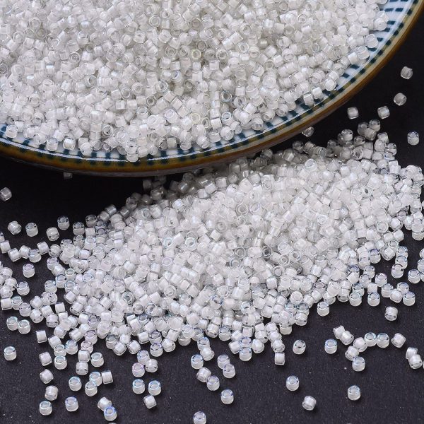 X SEED J020 DB0066 3 MIYUKI DB0066 Delica Beads 11/0 - Transparent White Lined Crystal AB, about 2000pcs/10g