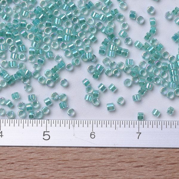 X SEED J020 DB0079 2 MIYUKI DB0079 Delica Beads 11/0 - Transparent Turquoise Green Lined Crystal AB, about 2000pcs/10g
