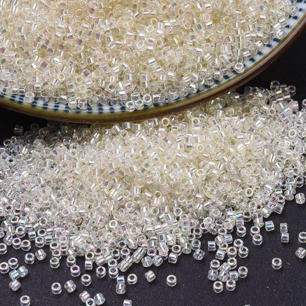 X SEED J020 DB0109 3 MIYUKI DB0109 Delica Beads 11/0 - Transparent Crystal Ivory Gold Luster, about 2000pcs/10g