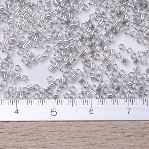 X SEED J020 DB0114 2 MIYUKI DB0114 Delica Beads 11/0 - Transparent Silver Gray Gold Luster, about 2000pcs/10g