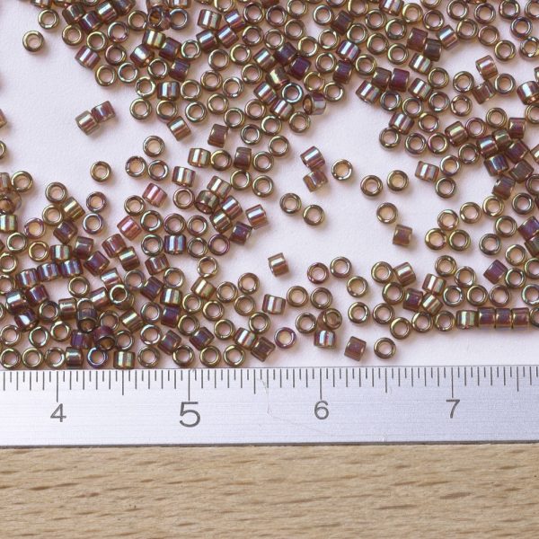 X SEED J020 DB0122 2 MIYUKI DB0122 Delica Beads 11/0 -Transparent Root Beer Gold Luster, about 2000pcs/10g
