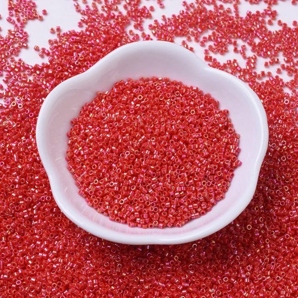 X SEED J020 DB0159 MIYUKI DB0159 Delica Beads 11/0 - Opaque Vermillion Red AB, about 2000pcs/10g