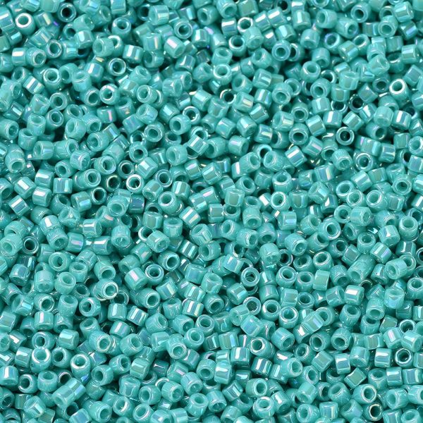 X SEED J020 DB0166 1 MIYUKI DB0166 Delica Beads 11/0 - Opaque Turquoise Green AB, about 2000pcs/10g