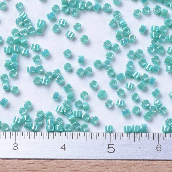 X SEED J020 DB0166 2 MIYUKI DB0166 Delica Beads 11/0 - Opaque Turquoise Green AB, about 2000pcs/10g