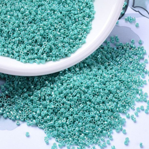 X SEED J020 DB0166 3 MIYUKI DB0166 Delica Beads 11/0 - Opaque Turquoise Green AB, about 2000pcs/10g