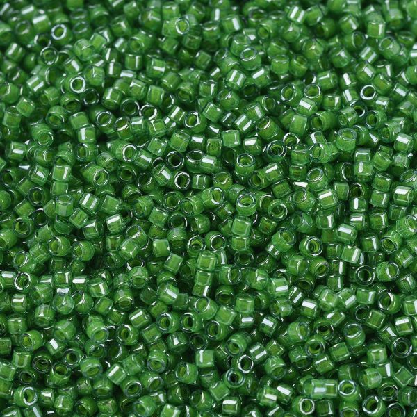 X SEED J020 DB0274 1 MIYUKI DB0274 Delica Beads 11/0 - Transparent Lined Pea Green Luster, 10g/bag