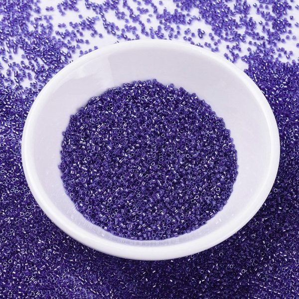 X SEED J020 DB0284 MIYUKI DB0284 Delica Beads 11/0 - Transparent Sparkling Purple Lined Aqua Luster, 10g/bag