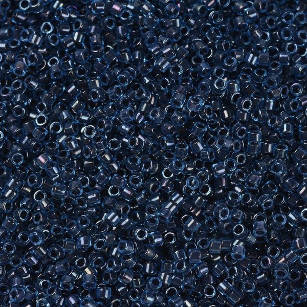 X SEED J020 DB0286 1 MIYUKI DB0286 Delica Beads 11/0 - Transparent Midnight Blue Lined Aqua AB, 10g/bag
