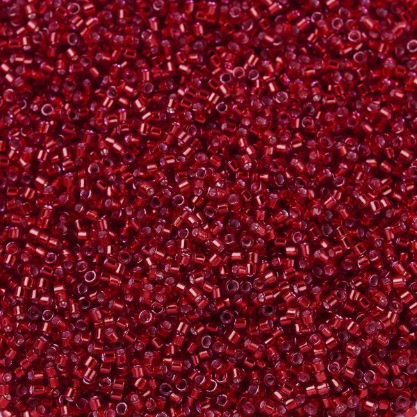 X SEED J020 DB0602 1 MIYUKI DB0602 Delica Beads 11/0 - Transparent Dyed Silver Lined Red, about 2000pcs/10g