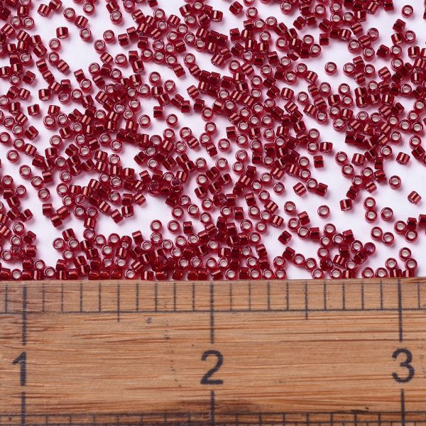 X SEED J020 DB0602 2 MIYUKI DB0602 Delica Beads 11/0 - Transparent Dyed Silver Lined Red, about 2000pcs/10g
