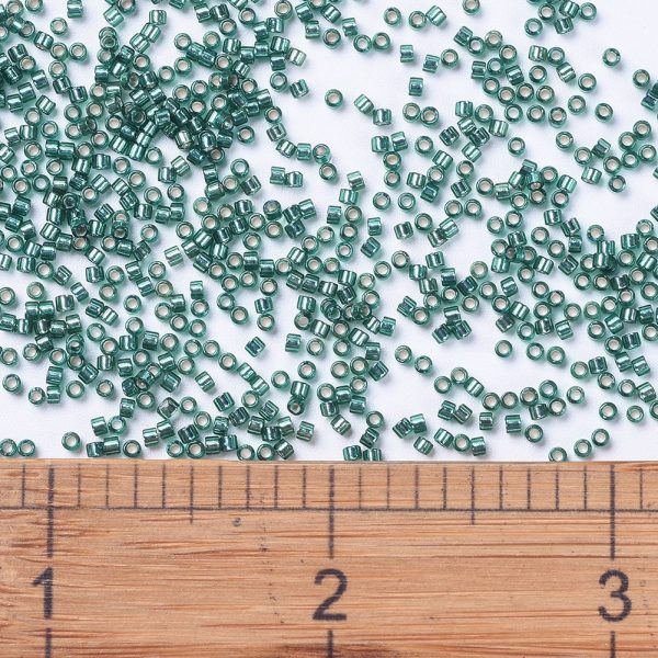 X SEED J020 DB0607 2 MIYUKI DB0607 Delica Beads 11/0 - Transparent Dyed Silver Lined Teal,