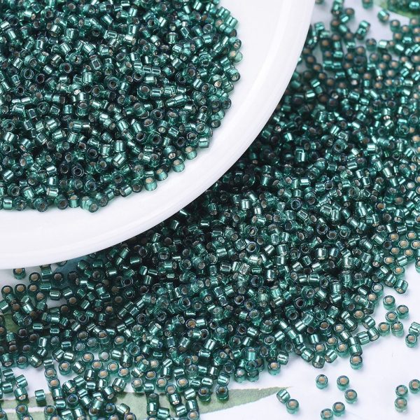 X SEED J020 DB0607 3 MIYUKI DB0607 Delica Beads 11/0 - Transparent Dyed Silver Lined Teal,