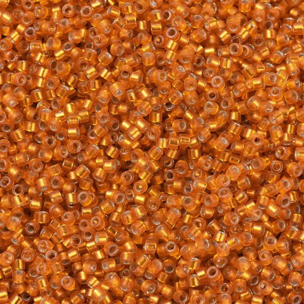 X SEED J020 DB0681 1 MIYUKI DB0681 Delica Beads 11/0 - Transparent Dyed Semi-Frosted Silver Lined Orange, 10g/bag
