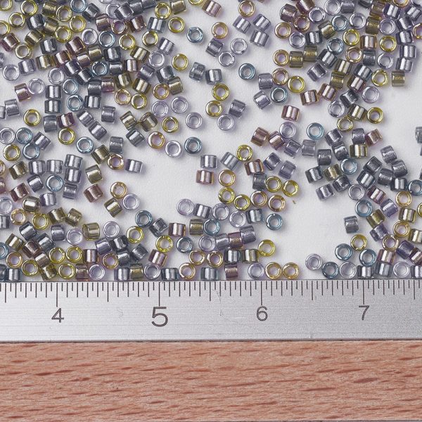 X SEED J020 DB0986 2 MIYUKI DB0986 Delica Beads 11/0 - Transparent Sparkling Lined Majestic Mix (Purple Gold), 10g/bag