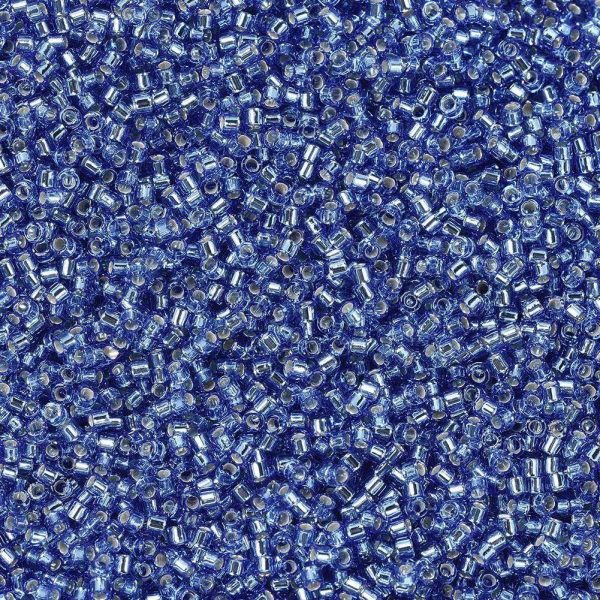 X SEED J020 DB1210 1 MIYUKI DB1210 Delica Beads 11/0 - Transparent Silver Lined Azure, about 2000pcs/10g