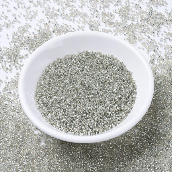 X SEED J020 DB1211 MIYUKI DB1211 Delica Beads 11/0 - Transparent Silver Lined Gray Mist, about 2000pcs/10g