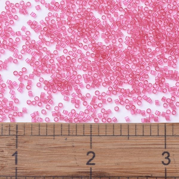 X SEED J020 DB1308 2 MIYUKI DB1308 Delica Beads 11/0 - Dyed Transparent Bubble Gum Pink, about 2000pcs/10g