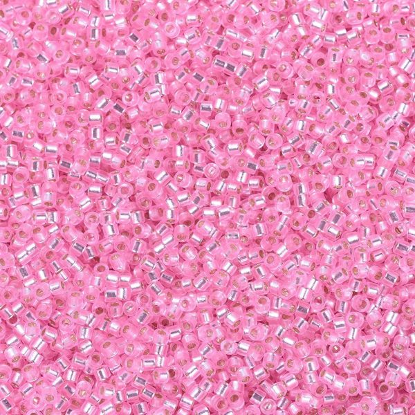 X SEED J020 DB1335 1 MIYUKI DB1335 Delica Beads 11/0 - Transparent Dyed Silver Lined Pink, about 2000pcs/10g