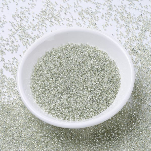 X SEED J020 DB1431 MIYUKI DB1431 Delica Beads 11/0 - Transparent Silver Lined Pale Moss Green, about 2000pcs/10g