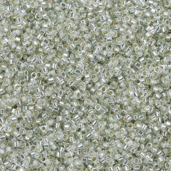 X SEED J020 DB1431 1 MIYUKI DB1431 Delica Beads 11/0 - Transparent Silver Lined Pale Moss Green, about 2000pcs/10g