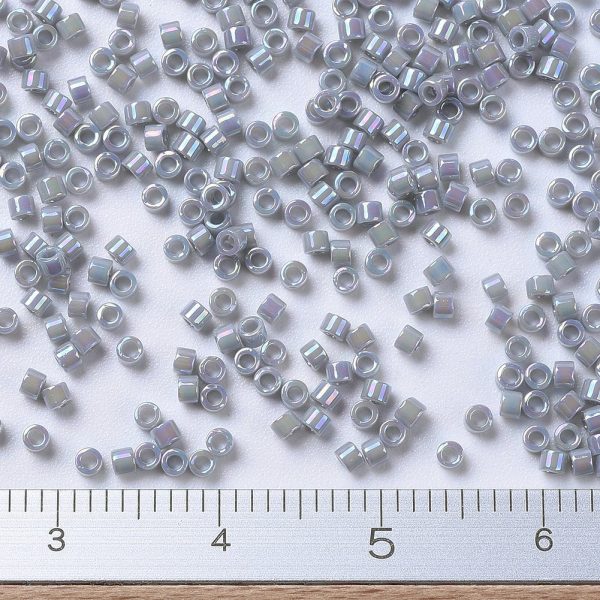 X SEED J020 DB1579 2 MIYUKI DB1579 Delica Beads 11/0 - Opaque Ghost Gray AB, about 2000pcs/10g