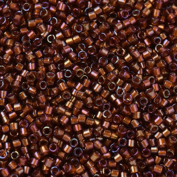 X SEED J020 DB1750 1 MIYUKI DB1750 Delica Beads 11/0 - Transparent Sparkling Beige Lined Root Beer AB, 10g/bag