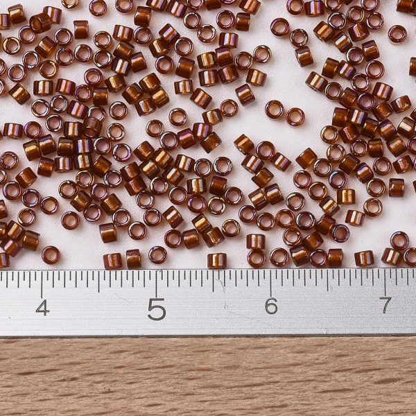 X SEED J020 DB1750 2 MIYUKI DB1750 Delica Beads 11/0 - Transparent Sparkling Beige Lined Root Beer AB, 10g/bag