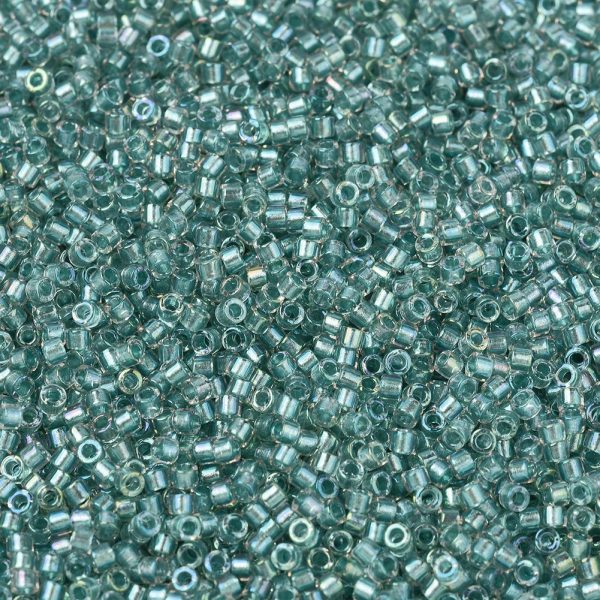 X SEED J020 DB1767 1 MIYUKI DB1767 Delica Beads 11/0 - Transparent Sparkling Aqua Green Lined Crystal AB, 10g/bag