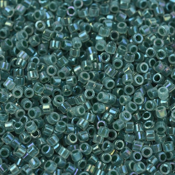 X SEED J020 DB1768 1 MIYUKI DB1768 Delica Beads 11/0 - Alabaster Forest Green Lined Opal AB, 10g/bag