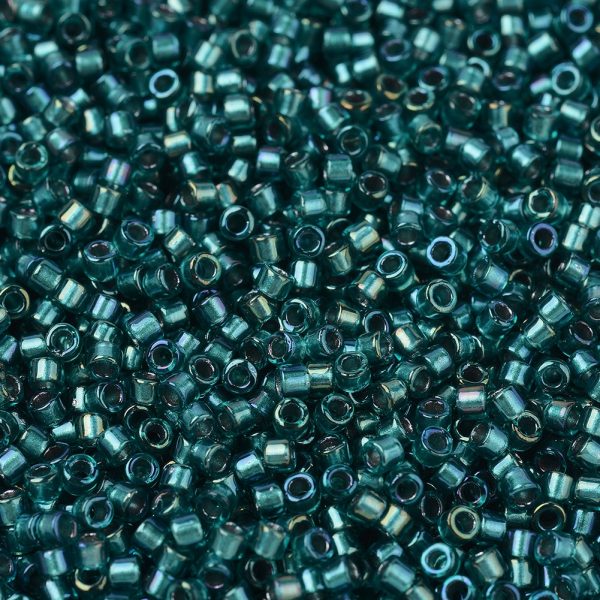 X SEED J020 DB1769 1 MIYUKI DB1769 Delica Beads 11/0 - Transparent Sparkling Aqua Green Lined Teal AB, 10g/bag