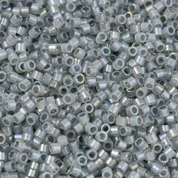 X SEED J020 DB1770 1 MIYUKI DB1770 Delica Beads 11/0 - Alabaster Sparkling Pewter Lined Opal AB, 10g/bag