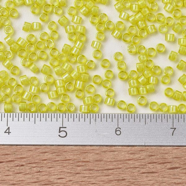 X SEED J020 DB1776 2 MIYUKI DB1776 Delica Beads 11/0 - Transparent White Lined Yellow AB, 10g/bag