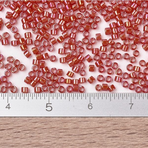X SEED J020 DB1780 2 MIYUKI DB1780 Delica Beads 11/0 - Transparent White Lined Flame Red AB, 10g/bag