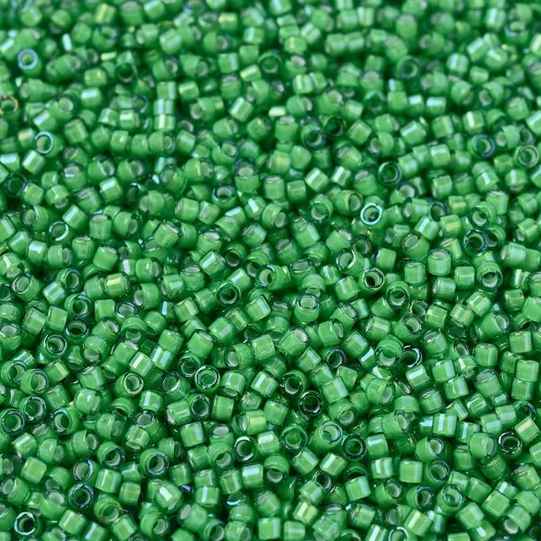 X SEED J020 DB1787 1 MIYUKI DB1787 Delica Beads 11/0 - Transparent White Lined Green AB, 10g/bag