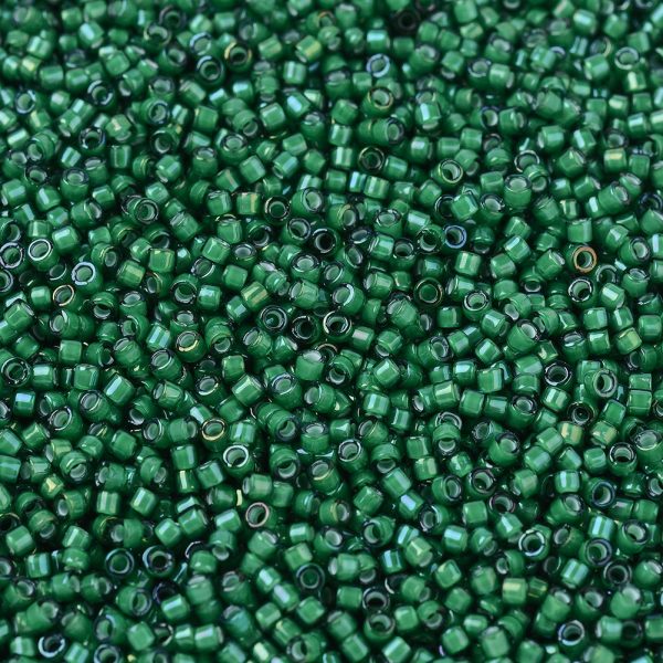 X SEED J020 DB1788 1 MIYUKI DB1788 Delica Beads 11/0 - Transparent White Lined Emerald AB, 10g/bag