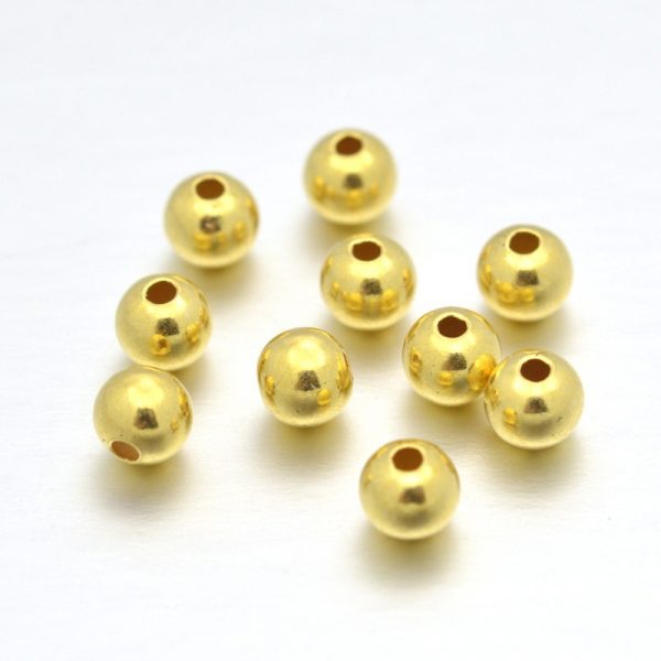 X STER E040 01A Real 24K Gold Plated Sterling Silver Round Spacer Beads, 2mm, Hole: 1mm, 20 pcs/ bag