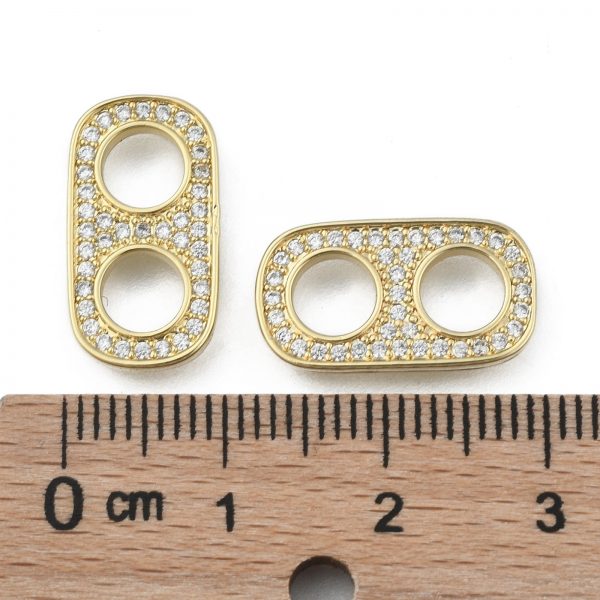 X ZIRC I042 14G 2 Real 18K Gold Plated Brass Soda Tab/Pull Tab Pendants, Micro Pave Cubic Zirconia Links Connectors, 17.5x9.5x2mm, Hole: 5mm, 1 pcs/ bag