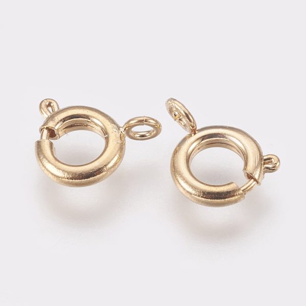 aa40e0ef2d3274811a4266510d2d1985 Real 18K Gold Plated Brass Spring Ring Clasps, Nickel Free, 10x7x2mm, Hole: 1.5mm, 20 pcs/ bag