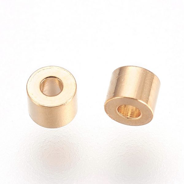 bb5b3bdfdfe42e30c69e4b859204963f Real 18K Gold Plated Brass Column Spacer Beads, Nickel Free, 2.5x2mm, Hole: 1mm, 50 pcs/ bag