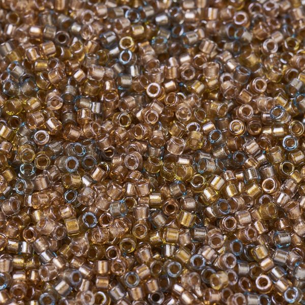 bfad2d94aca44eabeadad929641c945f MIYUKI DB0981 Delica Beads 11/0 - Transparent Sparkling Lined Sand Dune Mix (Gold Beige Aqua), 100g/bag