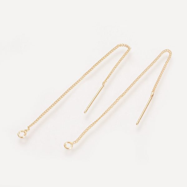 c5b0ab9cef27cd672e42d7401d2c7c59 Real 18K Gold Plated Brass Stud Earring Findings, Ear Threads, Nickel Free, 82~85x1mm; Pin: 0.5mm, 2 pcs/ bag