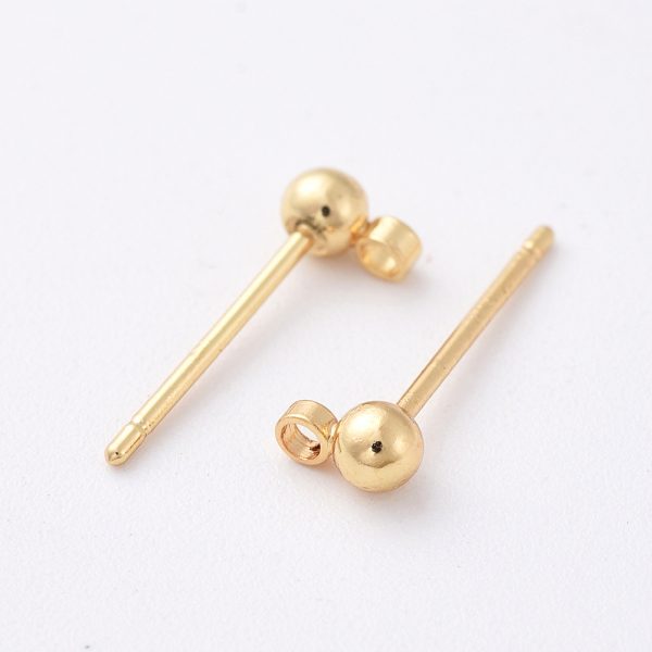 c7b988ae14c1f5313ec5584ba05dcb08 Real 18K Gold Plated Brass Stud Earring Findings with Loop, 15x5x3mm, Hole: 1mm, 10 pcs/ bag